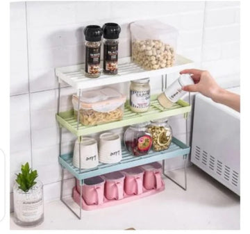 Folding Stackable Spice Rack Shelf – Foldable Kitchen Cabinet & Pantry Organizer | Bonanzacart