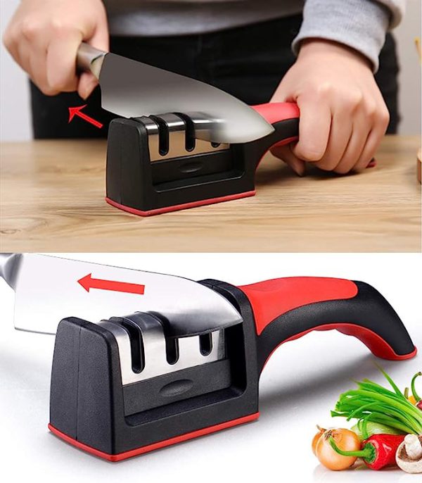 3-in-1 Knife Sharpener Set with Ceramic Peeler – 3-Stage Diamond-Coated Blade Sharpener for Fruit, Meat & Kitchen Knives | Bonanzacart
