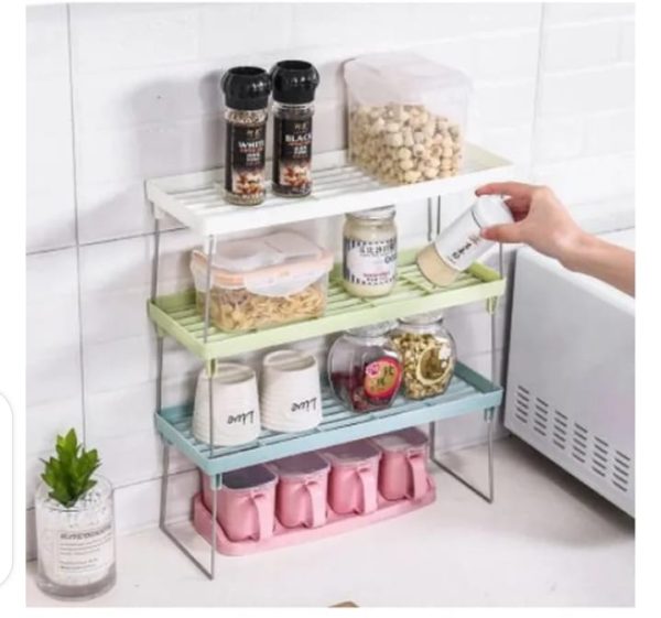 Folding Stackable Spice Rack Shelf – Foldable Kitchen Cabinet & Pantry Organizer | Bonanzacart